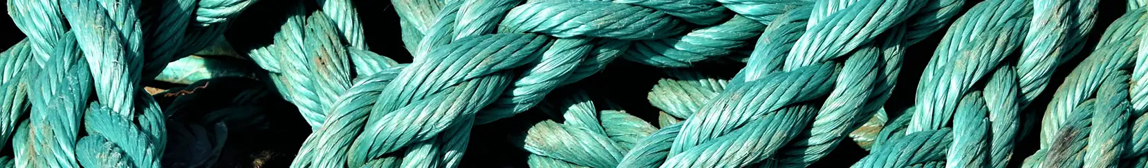 A macro photograph of teal fishing rope.
